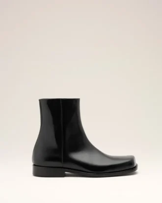 Black Cow Leather Ankle Boots