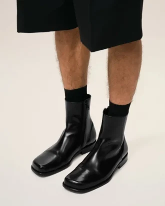 Black Cow Leather Ankle Boots