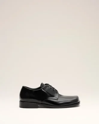 Black Cow Leather Derbies Shoes