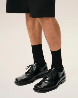 Black Cow Leather Derbies Shoes