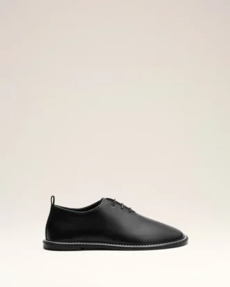 Black Cow Leather Midi Derbies Shoes