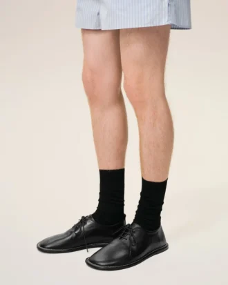 Black Cow Leather Midi Derbies Shoes