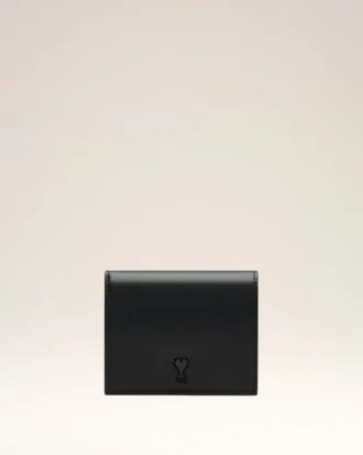 Black Cowhide Leather Ami De Coeur Bifold Wallet Black Cowhide Leather Ami De Coeur Bifold Wallet