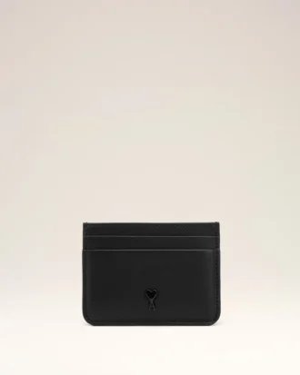 Black Cowhide Leather Ami De Coeur Card Holder Black Cowhide Leather Ami De Coeur Card Holder