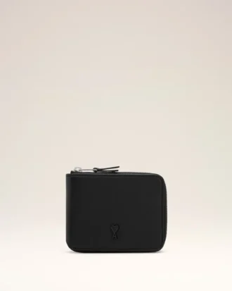 Black Cowhide Leather Ami De Coeur Compact Wallet Black Cowhide Leather Ami De Coeur Compact Wallet