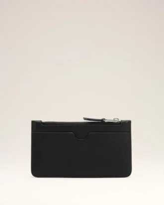 Black Cowhide Leather Ami De Coeur Zipped Card Holder Black Cowhide Leather Ami De Coeur Zipped Card Holder