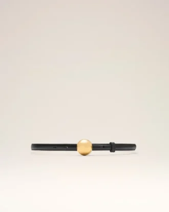 Black Cowhide Leather Thin Belt Black Cowhide Leather Thin Belt