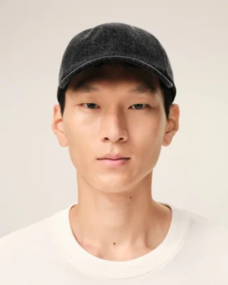 Black Denim Ami Paris Side Patch Cap Black Denim Ami Paris Side Patch Cap