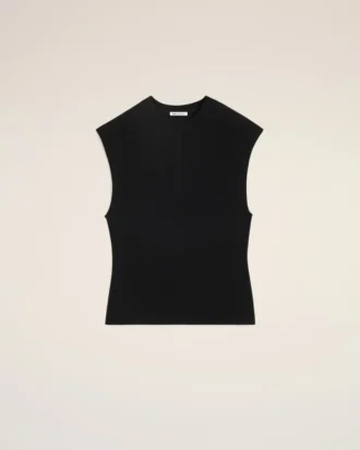 Black Jersey Sleeveless Fitted Top