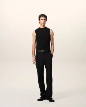 Black Jersey Sleeveless Fitted Top