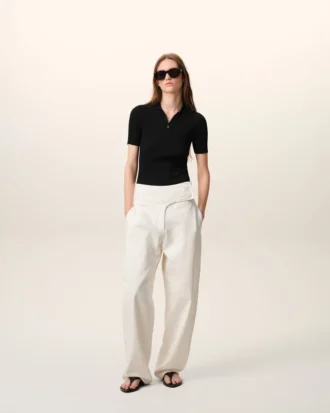 Black Knit Short Sleeves Polo