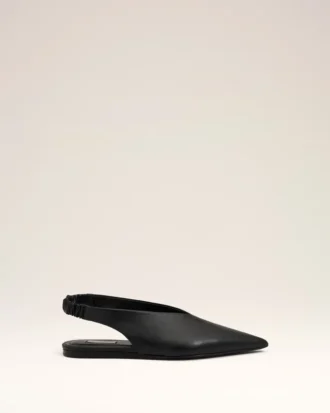 Black Lamb Leather Pointed Toe Slingbacks Black Lamb Leather Pointed Toe Slingbacks