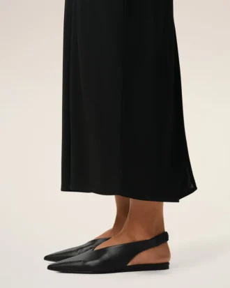 Black Lamb Leather Pointed Toe Slingbacks Black Lamb Leather Pointed Toe Slingbacks