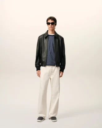 Black Lamb Leather Zipped Jacket Black Lamb Leather Zipped Jacket
