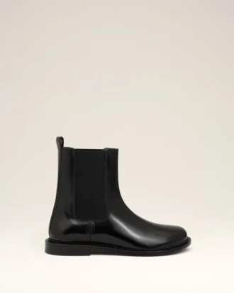 Black Leather Anatomical Toe Chelsea Boots
