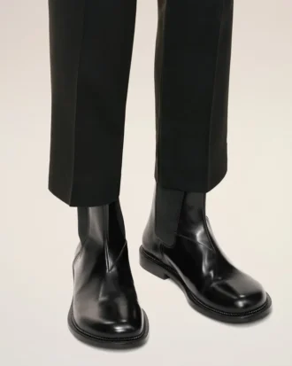 Black Leather Anatomical Toe Chelsea Boots