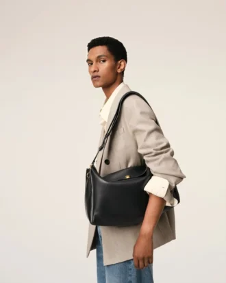 Black Leather Large Carrousel Bag