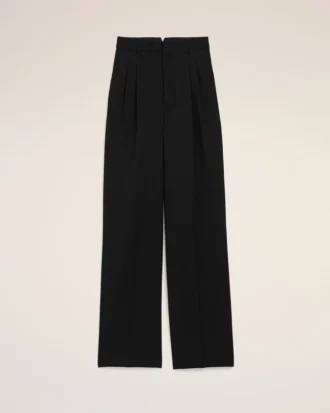 Black New Wool High Waist Wide Trousers