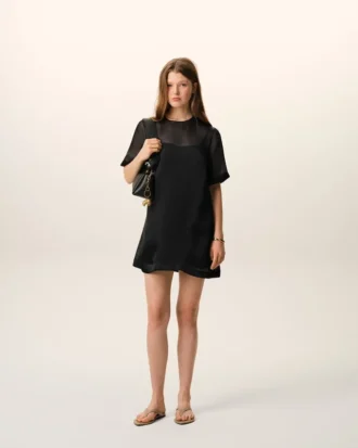 Black Silk Mini Trapeze Dress Black Silk Mini Trapeze Dress