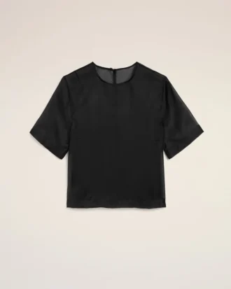 Black Silk Short Sleeves Sheer with Undertop Top Black Silk Short Sleeves Sheer with Undertop Top