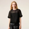 Black Silk Short Sleeves Sheer with Undertop Top Black Silk Short Sleeves Sheer with Undertop Top