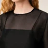 Black Silk Short Sleeves Sheer with Undertop Top Black Silk Short Sleeves Sheer with Undertop Top