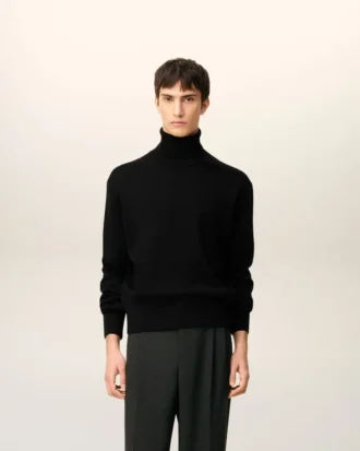 Black Wool Ami De Coeur Turtle Neck Sweater