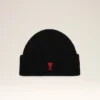 Black Wool Beanie with Contrasted Ami De Coeur
