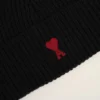 Black Wool Beanie with Contrasted Ami De Coeur