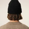 Black Wool Beanie with Contrasted Ami De Coeur