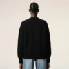 Black Wool Cardigan with Contrasted Ami De Coeur Black Wool Cardigan with Contrasted Ami De Coeur