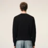 Black Wool Cardigan with Contrasted Ami De Coeur Black Wool Cardigan with Contrasted Ami De Coeur