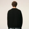 Black Wool Cardigan with Contrasted Ami De Coeur Black Wool Cardigan with Contrasted Ami De Coeur