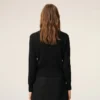 Black Wool Crewneck Cardigan with Contrasted Ami De Coeur Black Wool Crewneck Cardigan with Contrasted Ami De Coeur