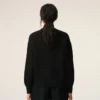Black Wool Crewneck Sweater with Contrasted Ami De Coeur Black Wool Crewneck Sweater with Contrasted Ami De Coeur