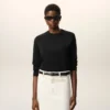 Black Wool Crewneck Sweater with Contrasted Ami De Coeur Black Wool Crewneck Sweater with Contrasted Ami De Coeur