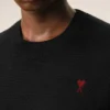 Black Wool Crewneck Sweater with Contrasted Ami De Coeur Black Wool Crewneck Sweater with Contrasted Ami De Coeur