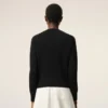 Black Wool Crewneck Sweater with Contrasted Ami De Coeur Black Wool Crewneck Sweater with Contrasted Ami De Coeur