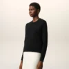 Black Wool Crewneck Sweater with Contrasted Ami De Coeur Black Wool Crewneck Sweater with Contrasted Ami De Coeur
