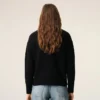 Black Wool Funnel Neck Sweater with Contrasted Ami De Coeur Black Wool Funnel Neck Sweater with Contrasted Ami De Coeur