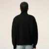 Black Wool Funnel Neck Sweater with Contrasted Ami De Coeur Black Wool Funnel Neck Sweater with Contrasted Ami De Coeur