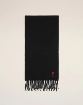 Black Wool Red Ami De Coeur Scarf