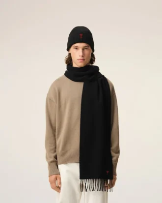 Black Wool Red Ami De Coeur Scarf