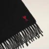 Black Wool Red Ami De Coeur Scarf Black Wool Red Ami De Coeur Scarf