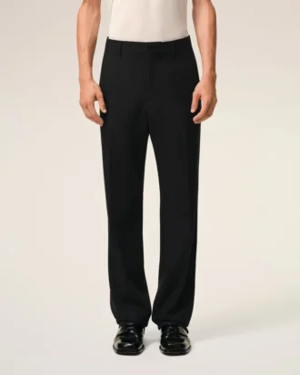 Black Wool Straight Trousers Black Wool Straight Trousers