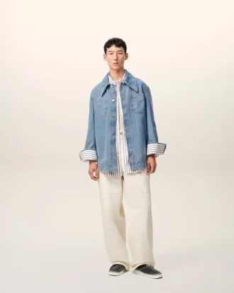 Blue Cotton Ami De Coeur Worker Overshirt Blue Cotton Ami De Coeur Worker Overshirt