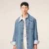 Blue Cotton Ami De Coeur Worker Overshirt Blue Cotton Ami De Coeur Worker Overshirt