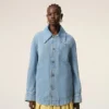 Blue Cotton Ami De Coeur Worker Overshirt Blue Cotton Ami De Coeur Worker Overshirt