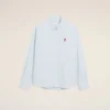 Blue Cotton Classic Long Sleeve Shirt Button Down Collar with Embroidered Adc Blue Cotton Classic Long Sleeve Shirt Button Down Collar with Embroidered Adc