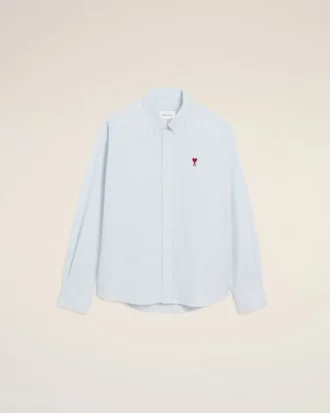 Blue Cotton Classic Long Sleeve Shirt Button Down Collar with Embroidered Adc Blue Cotton Classic Long Sleeve Shirt Button Down Collar with Embroidered Adc